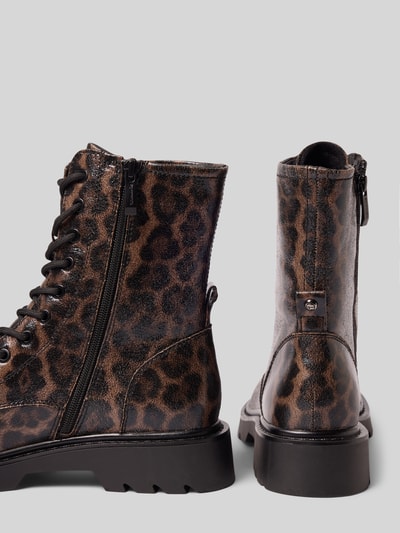 Tamaris Schnürstiefel mit Allover-Muster Dunkelbraun 2