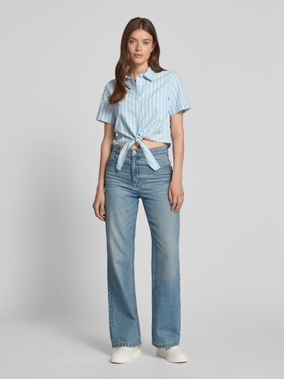 Vero Moda Cropped Hemdbluse aus reiner Baumwolle Modell 'LEONIES' Jeansblau 1