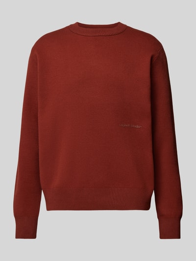 Jack & Jones Sweter z dzianiny z nadrukiem z logo model ‘VESTERBRO’ Średniobrązowy 2