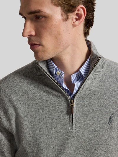 Polo Ralph Lauren Regular Fit Troyer aus reiner Wolle Mittelgrau 3