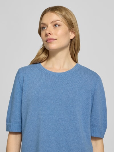 Milano Italy Relaxed Fit Strickpullover aus Woll-Mix mit Kaschmir-Anteil Bleu 3