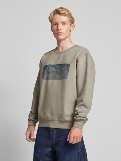 G-Star Raw Sweatshirt mit Label-Print Hellgrau 4