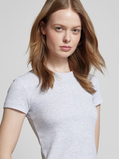 Vero Moda T-shirt o kroju regular fit z prążkowaniem model ‘CHLOE’ Jasnoszary melanż 3