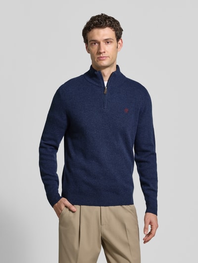 MCNEAL Regular Fit Strickpullover aus reiner Wolle Dunkelblau Melange 4
