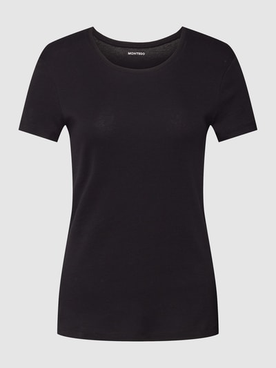 Montego T-Shirt mit geripptem Rundhalsausschnitt Black 2