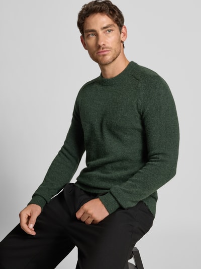 SELECTED HOMME Sweter o kroju regular fit z dzianiny z mieszanki wełny z alpaki i wełny model ‘RAI’ Ciemnozielony 3