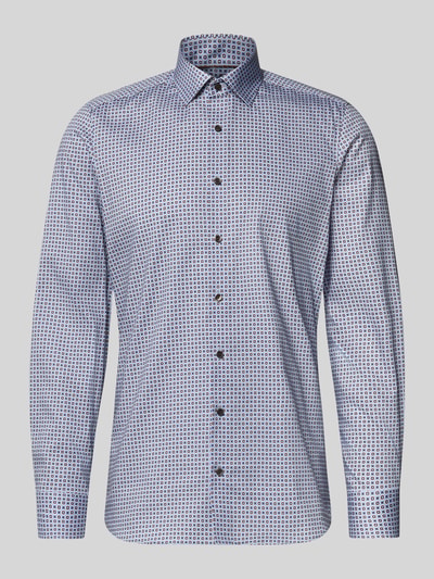Produktfoto, Slim Fit Bsuinesshemd aus bawełny z kołnierzykiem typu kent, listwa guzikowa, wzór geometryczny, OLYMP Level Five, długość tyłu 80 cm, szerokość ramion 44 cm, długość rękawów 68 cm