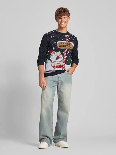 Only & Sons Weihnachtspullover mit Rundhalsausschnitt Modell 'XMAS' Dunkelblau 1