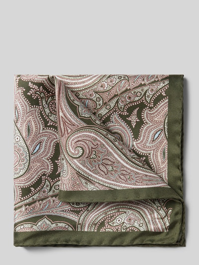 Verugia Seideneinstecktuch mit Paisley-Muster Oliv 1