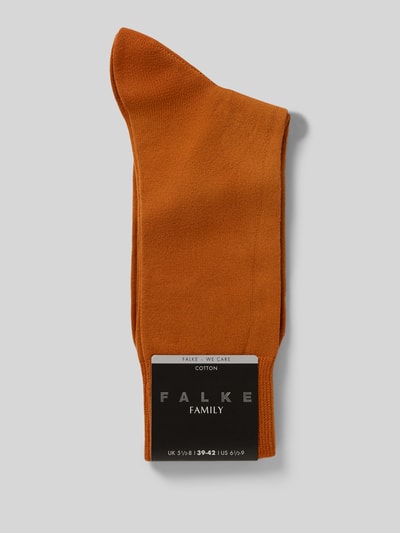 Produktfoto, Socken aus Baumwoll-Mix Modell 'Family' von FALKE in Orange mit elastischen prążkowane ściągacze, Z napisem z logo