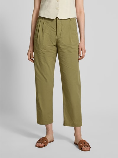 Drykorn Spodnie o kroju tapered fit z zakładkami w pasie i elastycznym pasem model ‘DISPATCH’ Oliwkowy 4