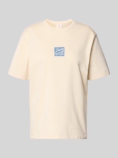 Productfoto, Relaxed Fit T-Shirt uit pure katoen model 'BROOK SS HOTEL' van Selected Femme, effen crème, label stitching, jersey.