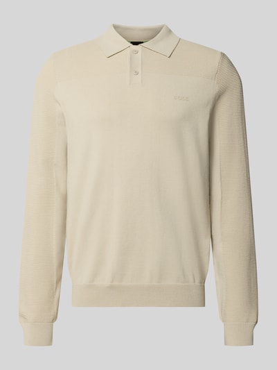 Produktfoto, beżowa koszulka polo Relaxed Fit Poloshirt mit Woll-Anteil Modell 'KN_Momentum-X PL' od BOSS Green, gładka faktura