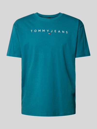 Tommy Jeans Regular fit T-shirt met labelstitching Petrol - 2