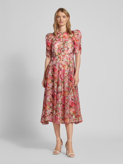 Ted Baker Midikleid mit Puffärmeln Modell 'BOTANI' Pink 4