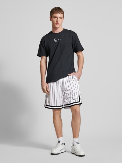 KARL KANI Loose Fit Shorts mit Label-Stitching Weiss 1