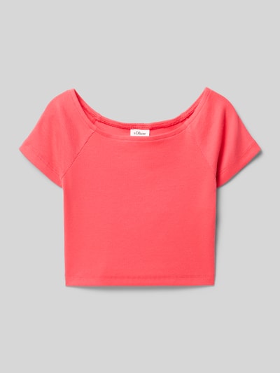Produktfoto, Regular Fit T-Shirt aus Baumwoll-Mix von s.Oliver RED LABEL in Optik: Unifarben, Materialverarbeitung: Feinripp, Kurzarm, Rundhals