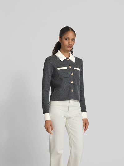 Self-Portrait Jacke in Strick-Optik Dunkelgrau 4