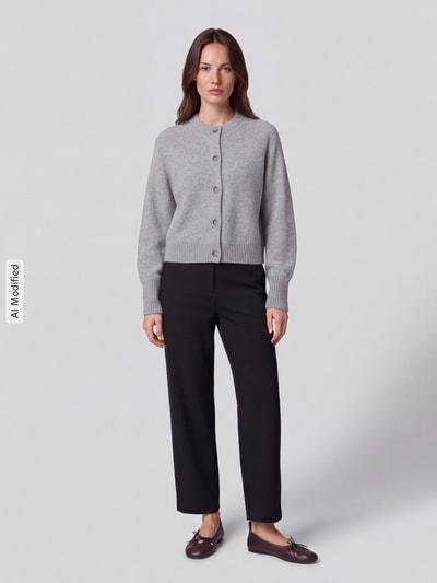 Jake*s Casual Strickjacke aus reiner Wolle mit Label-Detail Silber Melange 1