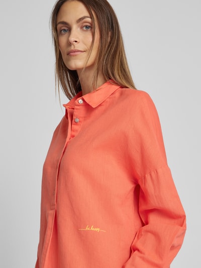 Frieda & Freddies Linnen blouse met labelstitching Oranje - 3