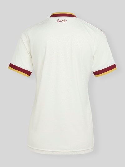 Frauenmodel trägt Regular Fit Trikot mit RFEF-Applikation Modell 'BLACAS' von adidas Sportswear, Mehrfarbig, Jacquard-Muster, Ganzkörperansicht Rückansicht.