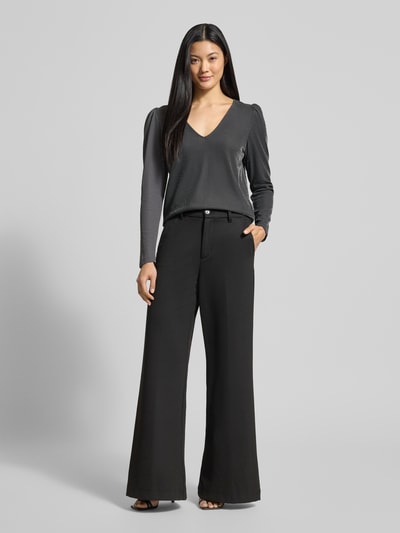 Vila Longsleeve mit V-Ausschnitt Modell 'ELEINAS' Pflaume 1