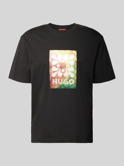 Produktfoto, Regular Fit T-Shirt aus reine Baumwolle Modell 'DAMORU' von HUGO, Optik: Unifarben mit Foto-Print und Label-Schriftzug, Rundhals, Kurzarm