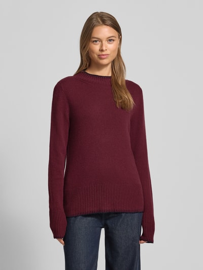 Christian Berg Woman Regular fit shirt met lange mouwen van zuivere wol in gebreide look Bordeaux - 4