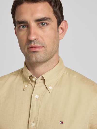 Tommy Hilfiger Regular fit vrijetijdsoverhemd van een mix van katoen en linnen Beige - 3