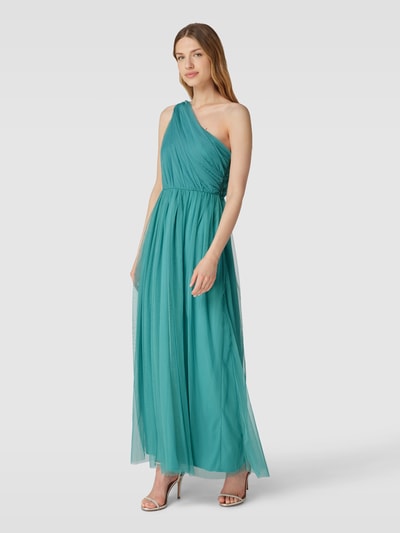 LACE & BEADS Abendkleid mit One-Shoulder-Träger Petrol 1