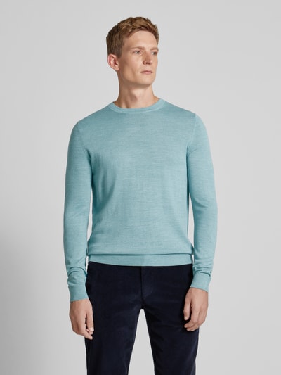 Christian Berg Men Gebreide pullover met ronde hals Rietgroen gemêleerd - 4