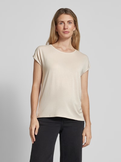 Vero Moda Comfort Fit T-Shirt mit Effekt Garn Modell 'LAVA' Beige 4