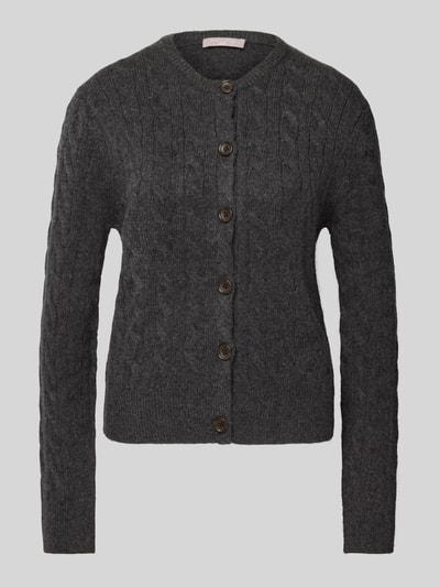 Christian Berg Woman Selection Strickjacke aus Woll-Mix mit Strukturmuster Anthrazit Melange 2