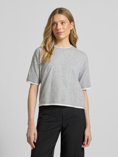 OPUS Strickshirt mit Viskose-Anteil und Rundhalsausschnitt Hellgrau 4