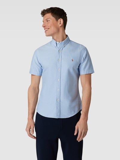 Polo Ralph Lauren Sim Fit Freizeithemd mit Label-Stitching Hellblau 4