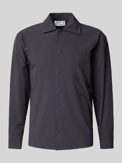 JAKE*S STUDIO MEN Regular Fit Hemdjacke mit Brusttasche Metallic Blue 2