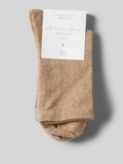 Christian Berg Woman Socken mit Label-Detail im 2er-Pack Sand Melange 3