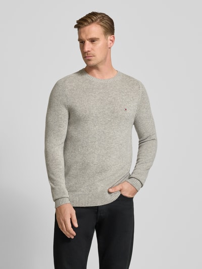 Tommy Hilfiger Regular Fit Strickpullover aus feinster Wolle  Hellgrau 4