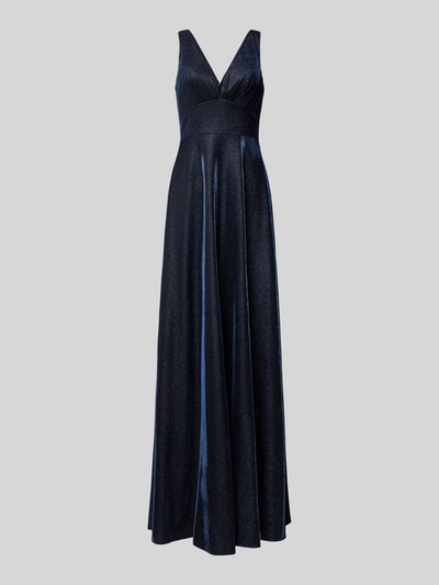 Luxuar Abendkleid mit tiefem V-Ausschnitt Dunkelblau 2