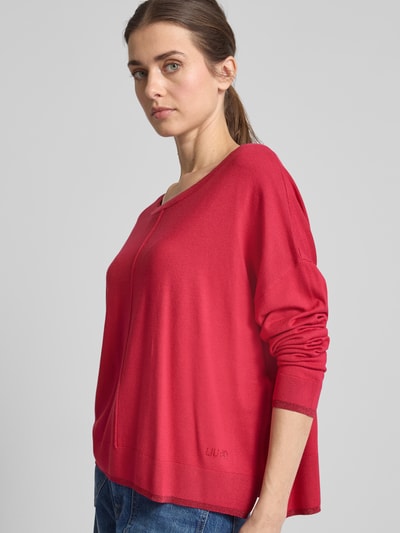 Liu Jo White Oversized Strickpullover mit Rundhalsausschnitt Pink 3