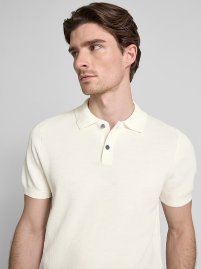 Christian Berg Men Poloshirt mit gerippten Abschlüssen Offwhite 3