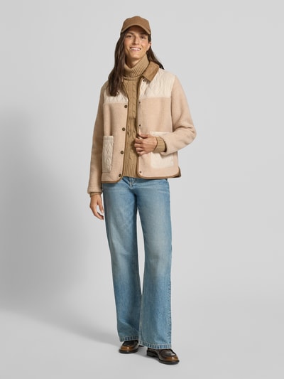 Barbour Regular Fit Fleecejacke mit Teddyfell Besatz Modell 'LAUREL' Beige 1