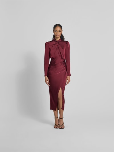 Self-Portrait Midikleid mit Raffungen Bordeaux 4