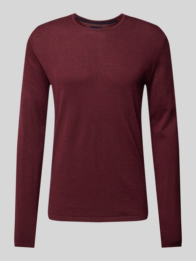 Christian Berg Men Gebreide pullover met ronde hals Bordeaux gemêleerd - 2