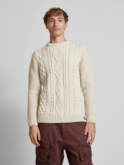 Superdry Strickpullover mit Zopfmuster Modell 'Jacob' Offwhite 4