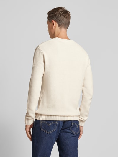 Tom Tailor Regular Fit Strickpullover mit Zopfmuster und gerippten Abschlüssen Offwhite 5