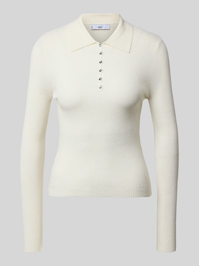 Mango Strickshirt mit Polokragen Modell 'TWENTIES' Offwhite 2
