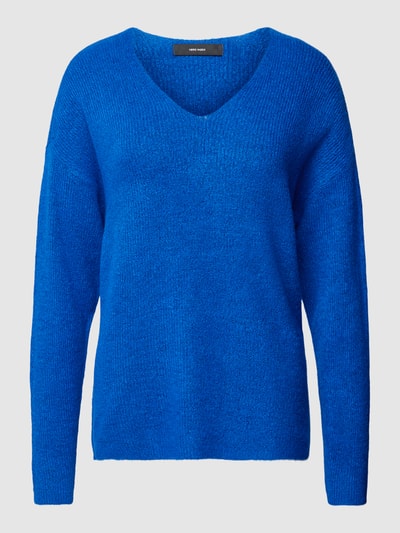 Vero Moda Strickpullover mit V-Ausschnitt Modell 'CREWLEFILE' Royal Melange 2