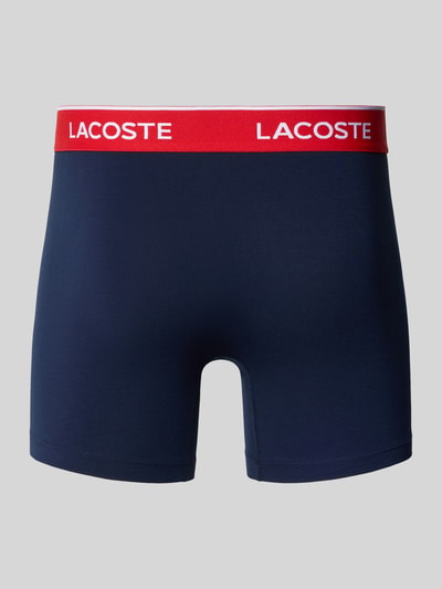Produktfoto, Trunks aus Baumwoll-Mix im 3er-Pack von Lacoste in Dunkelblau, unifarben, elastischer Label-Bund, glatte Oberfläche.