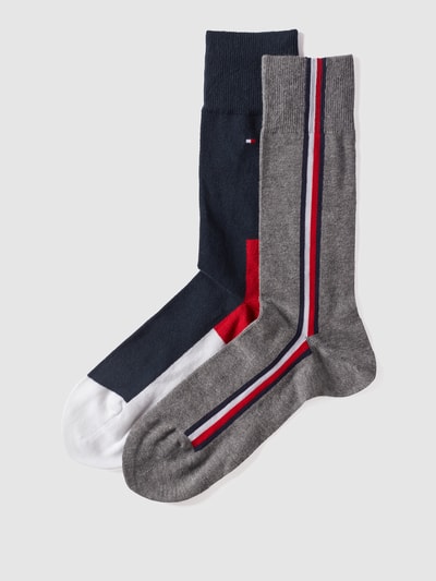 Tommy Hilfiger Socken mit Kontrast-Elementen im 2er-Pack Mittelgrau 1